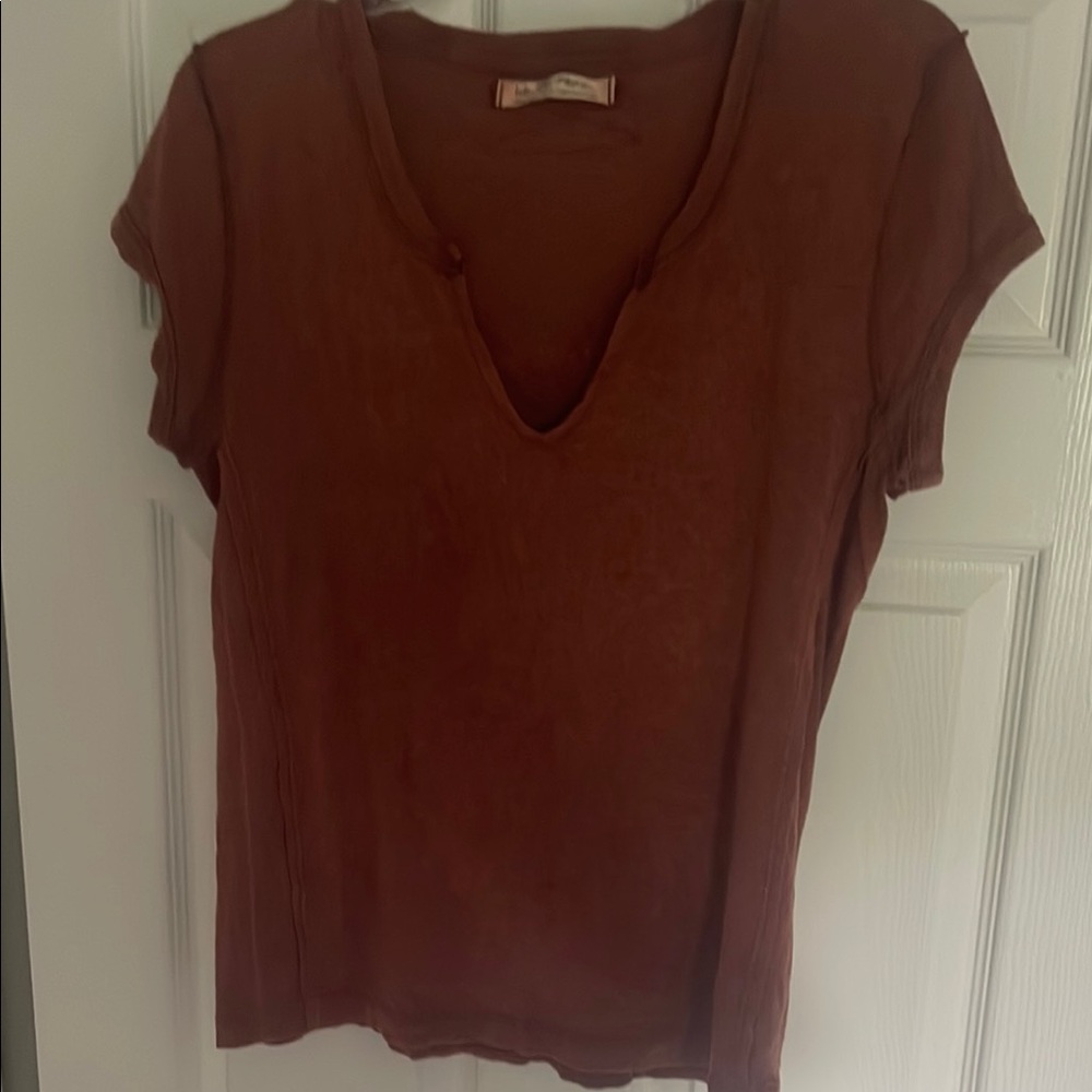 We The Free Red Fitted Short Sleeve Tee